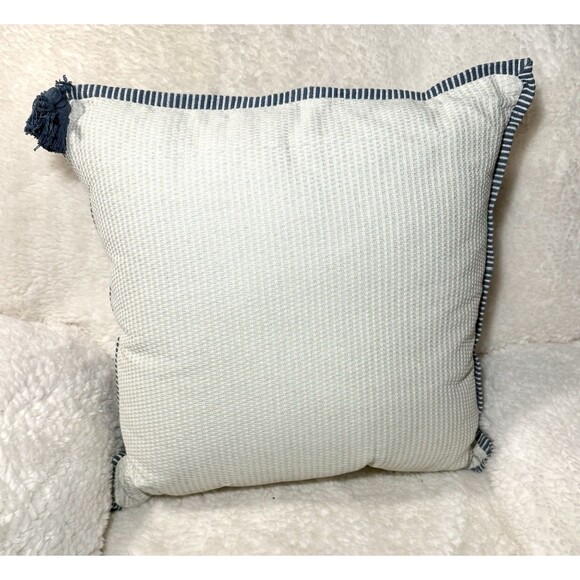 Oversized Square Cotton Linen Texture with Tassel Cream or Blue - Threshold - Picture 5 of 6